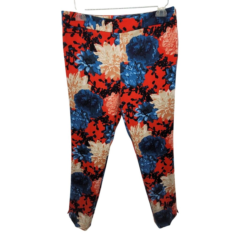 Talbots Chatham Floral Tapered Leg Flat Front Side Zip Knit Ankle Pants size 8‎